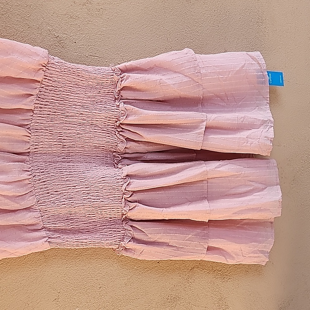 CUPSHE Delaney Smocked Ruffled Mini Dress XL Pink Cottagecore Coquette Tiered - Picture 6 of 14